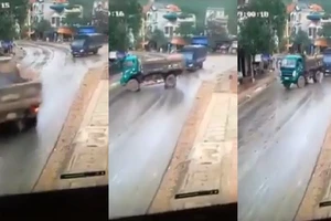 Xe tải thót tim vì cú Driff kinh hoàng của xe ben