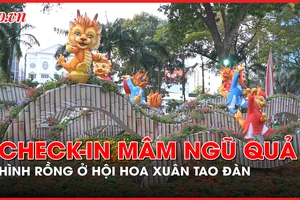 Video: Check-in mâm ngũ quả hình rồng ở hội hoa Xuân Tao Đàn