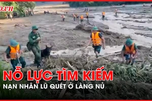 Lực lượng chức năng nỗ lực tìm kiếm nạn nhân còn mất tích ở thôn Làng Nủ