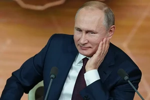 Tổng thống Nga Vladimir Putin tại một cuộc họp báo thường niên ở Moscow (Nga).