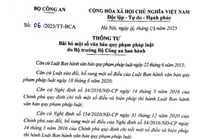 Bộ Công an bãi bỏ nhiều văn bản quy phạm pháp luật do Bộ trưởng ban hành