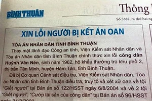 Đăng báo ‘xin lỗi’ ông Huỳnh Văn Nén 