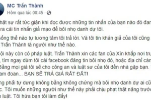 Người tung tin bôi nhọ Trấn Thành 'bay lắc' đã lộ diện