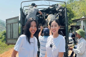 Kỳ Duyên, Minh Triệu tặng dê giống cho bà con ở Quảng Nam