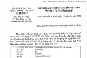 Thông báo Sở Tư pháp thôi quốc tịch Việt Nam của Lim Su Chi