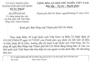  Sở Tư pháp thông báo thôi quốc tịch Việt Nam của Seck Aston Francis