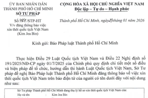 Sở Tư pháp thông báo thôi quốc tịch Việt Nam của Kim Jea Bin