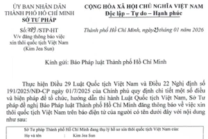Sở Tư pháp thông báo thôi quốc tịch Việt Nam của Kim Jea Sun