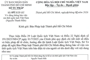 Sở Tư pháp thông báo thôi quốc tịch Việt Nam của Nguyễn Thanh Hiền