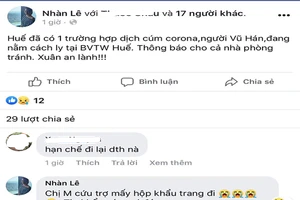 Phạt người đăng tin 'Huế có trường hợp nhiễm virus Corona'