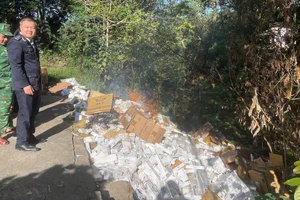 Quảng Trị tiêu hủy bằng cách đốt hơn 44.000 bao thuốc lá lậu 