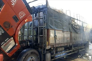 Xe tải chở đầy hàng bốc cháy trên cao tốc La Sơn - Hòa Liên