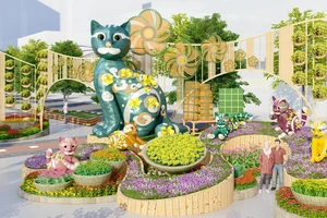 Đường hoa Nguyễn Huệ 2023 thi công đạt 80%