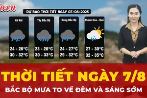 Dự báo thời tiết ngày 7-8: Bắc Bộ đón mưa to về đêm và sáng sớm