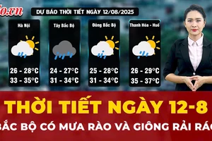 Dự báo thời tiết ngày 12-8: Bắc Bộ ngày nắng, vùng núi có mưa rào và giông rải rác