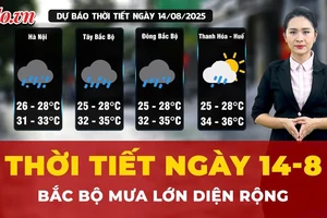 Dự báo thời tiết ngày 14-8: Bắc bộ có mưa lớn diện rộng 