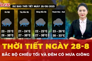 Dự báo thời tiết ngày 28-8: Bắc Bộ chiều tối và đêm có mưa giông