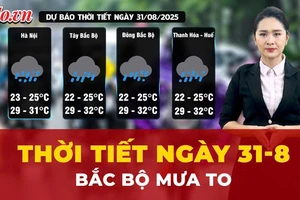 Dự báo thời tiết ngày 31-8: Bắc Bộ mưa to tập trung vào sáng sớm, chiều tối và đêm