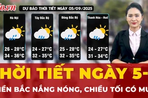 Dự báo thời tiết ngày 5-9: Miền Bắc nắng nóng, chiều tối có mưa 