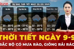 Dự báo thời tiết ngày 9-9: Bắc Bộ có mưa rào, giông rải rác, vùng núi và trung du mưa rất to