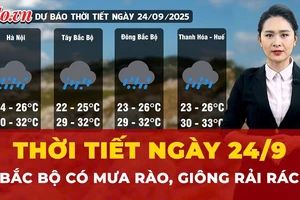 Dự báo thời tiết ngày 24-9: Bắc Bộ có mưa rào, giông rải rác