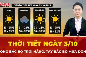 Dự báo thời tiết ngày 3-10: Đông Bắc Bộ trời nắng, Tây Bắc Bộ mưa giông 