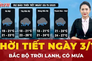 Dự báo thời tiết ngày 3-11: Bắc Bộ trời lạnh, có mưa