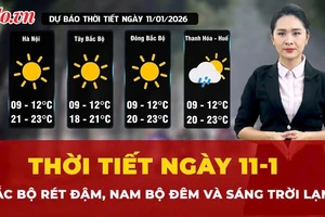 Dự báo thời tiết ngày 11-1: Bắc Bộ rét đậm, Nam Bộ đêm và sáng trời lạnh