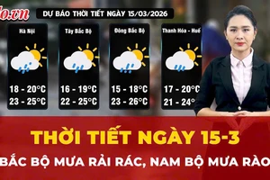 Dự báo thời tiết ngày 15-3: Bắc Bộ mưa rải rác, Nam Bộ mưa rào