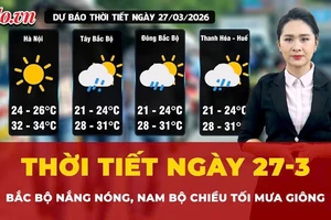 Dự báo thời tiết ngày 27-3: Bắc Bộ nắng nóng, Nam Bộ chiều tối mưa giông