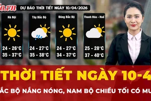 Dự báo thời tiết ngày 10-4: Bắc Bộ nắng nóng, Nam Bộ chiều tối có mưa