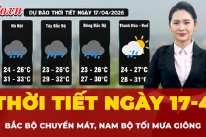Dự báo thời tiết ngày 17-4: Bắc Bộ chuyển mát, Nam Bộ chiều tối mưa giông