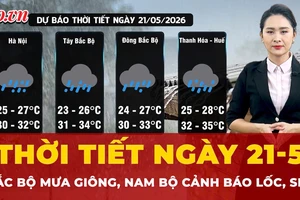 Dự báo thời tiết ngày 21-5: Bắc Bộ mưa giông, Nam Bộ cảnh báo lốc, sét