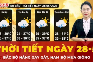 Dự báo thời tiết ngày 28-5: Bắc Bộ nắng nóng gay gắt, Nam Bộ mưa giông