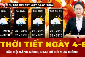 Dự báo thời tiết ngày 4-6: Bắc Bộ nắng nóng, Nam Bộ chiều tối mưa giông