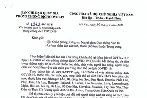 Tổ chức cách ly người nhập cảnh từ những vùng có dịch 