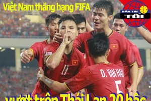 Việt Nam vượt Thái Lan 20 bậc trên bảng xếp hạng FIFA 