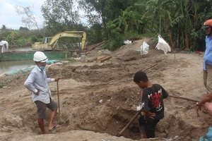 Sạt lở 150m lộ và đê bao do tháo dỡ đập tạm ngăn mặn