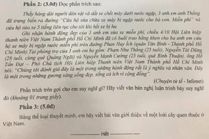 '3 anh em sửa xe miễn phí ở Sài Gòn' vào đề thi ngữ văn