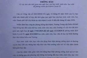 Cho HS nghỉ học hết tháng 3 để tránh dịch, nhà trường nói gì?