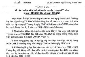 3 trường ĐH tại TP.HCM tiếp tục cho SV nghỉ vì dịch COVID-19