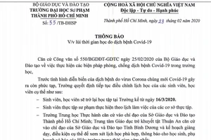 Thông báo mới nhất của Trường ĐH sư phạm TP.HCM
