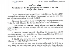 Dịch COVID-19: 7 trường học cho sinh viên nghỉ hết tháng 3