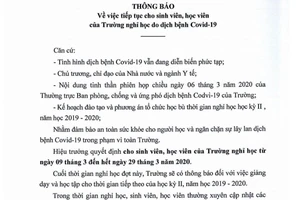 Đã có 17 trường ĐH, Học viện cho sinh viên nghỉ hết tháng 3