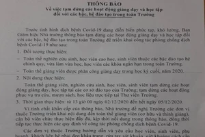 ĐH Tài chính – Marketing cho sinh viên nghỉ học đến ngày 5-12