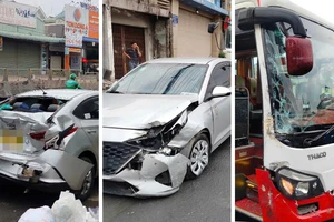 Đồng Nai: Xe hơi bẹp dúm sau vụ tai nạn liên hoàn trên Quốc lộ 1