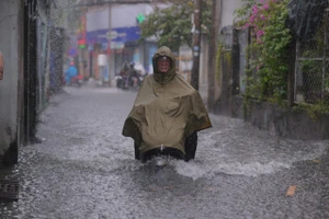 Mưa lớn, người dân TP.HCM vất vả vượt đường ngập