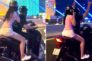 Xác minh clip nam thanh niên chỉ 2 tay lên trời trên cầu Ba Son khi chở bạn gái 