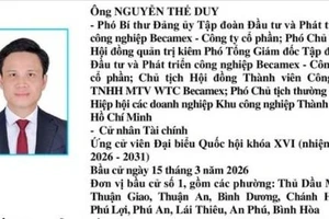 Tiểu sử và chương trình hành động của ông Nguyễn Thế Duy ứng cử ĐBQH khóa XVI