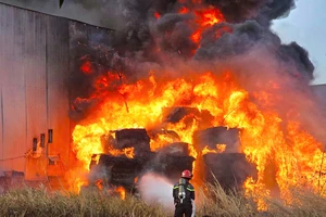 Cháy lớn tại bãi nilon trong khu đất bỏ hoang, đe dọa nhiều nhà dân ở TP.HCM